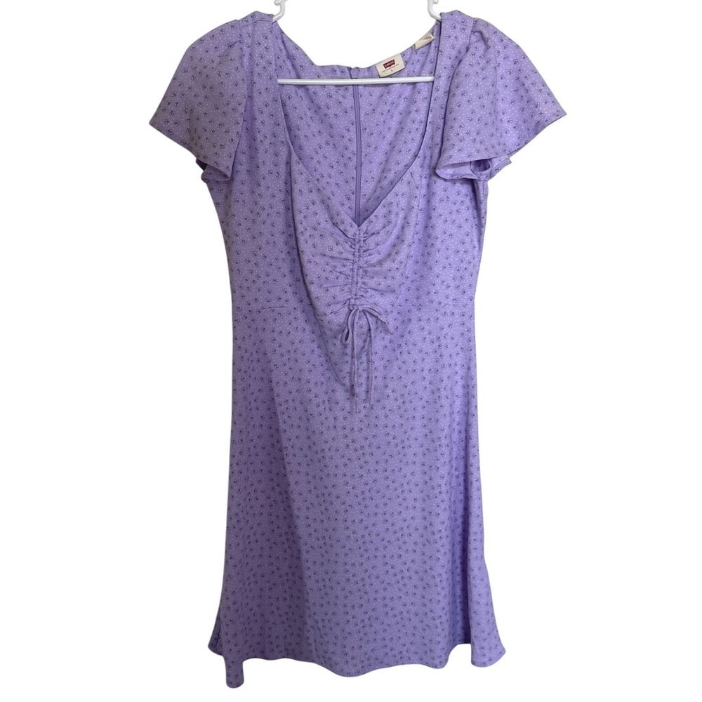 Levi's Women's Skylar Floral Flutter Sleeve Dress Lavender Size S